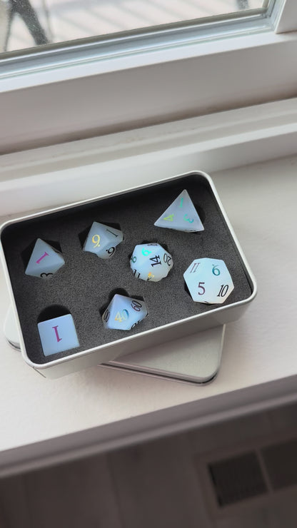 Matte White Glass Dice Set