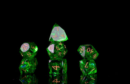 Viridian Nova Diamond Cut Resin Dice Set – Sharp Edge DND, Polyhedral RPG