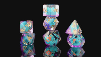 Azure Feather-tails Duck Dice Set