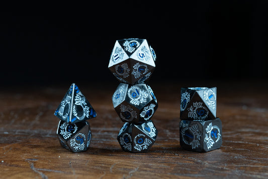 DnD dice sets: Steel Wind Metal Dice Set: Gray Luminance - Premium Polyhedral DnD Metal Dice for Dungeons and Dragons Gifts