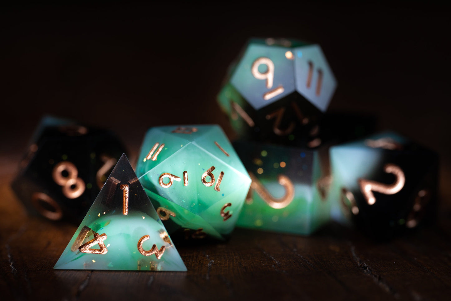 DnD dice sets: Whispering Aurora Galaxy Dice Set: Sharp Edge Space Dice for D&D - Premium Resin DnD Dice with Cosmic Design