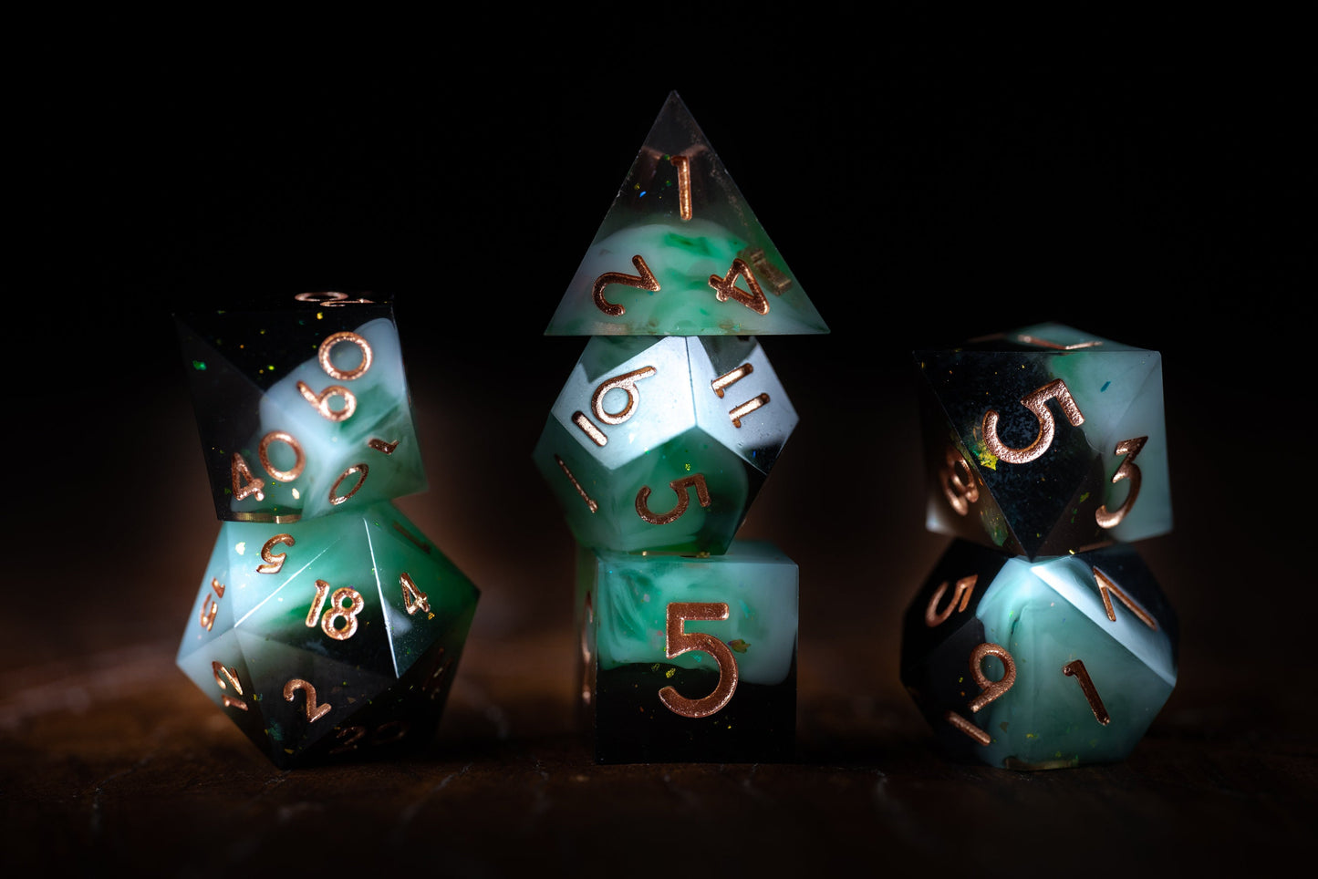 DnD dice sets: Whispering Aurora Galaxy Dice Set: Sharp Edge Space Dice for D&D - Premium Resin DnD Dice with Cosmic Design